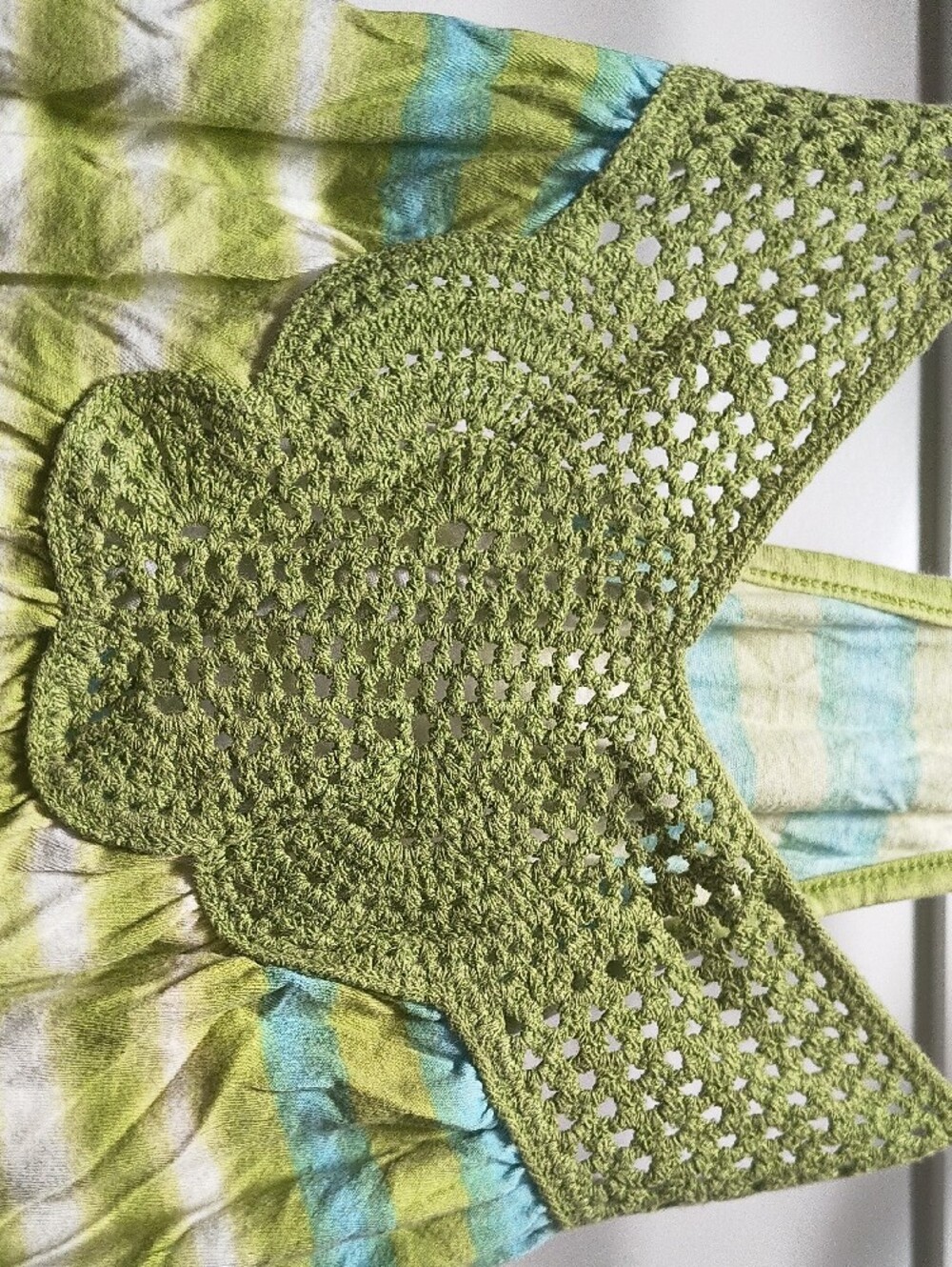 Mossimo Supply Co. Green Crochet-Trim Striped Tank with Blue & Cream Accents - Picture 4 of 6